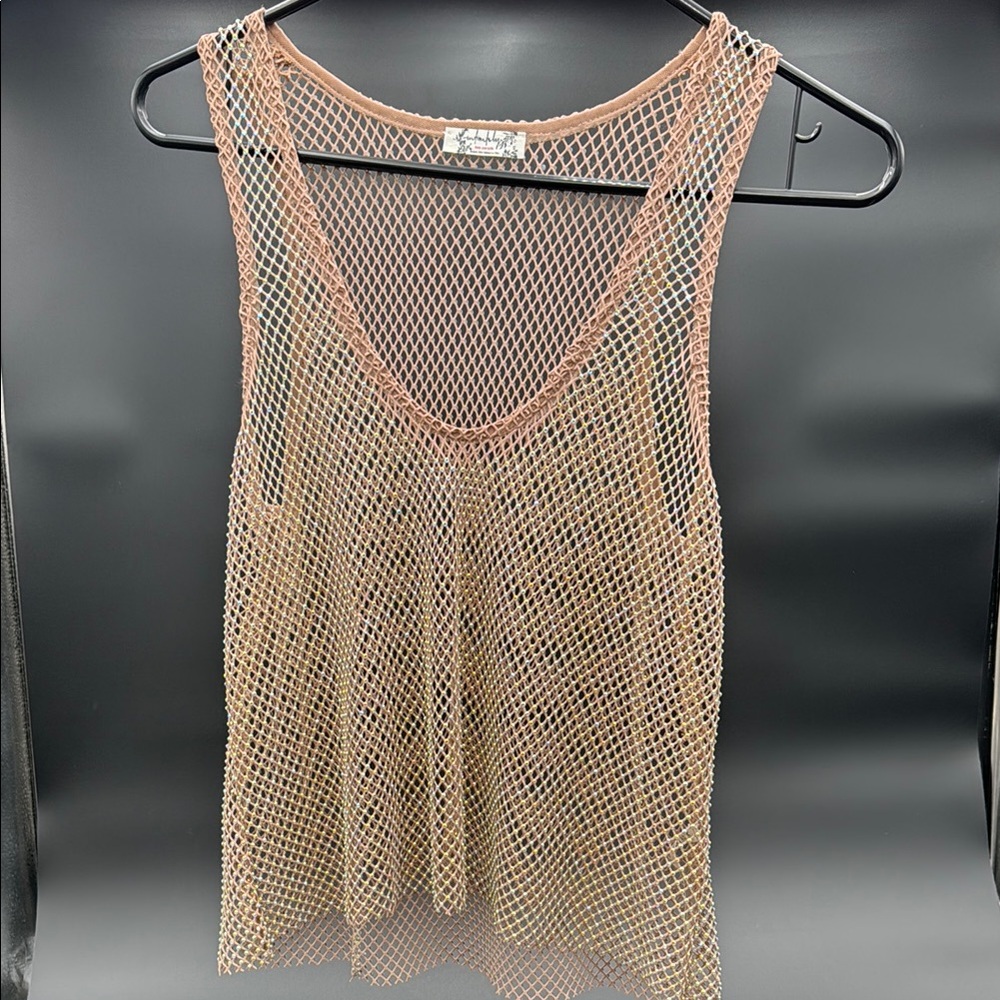 Mesh Sleeveless Top in Tan